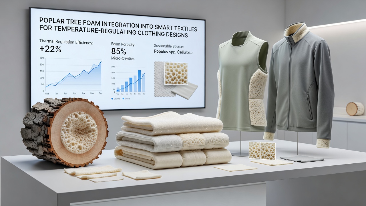 Smart textile garment prototype incorporating poplar foam layers during temperature regulation testing